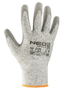 Neo Tools 97-609-10 védőkesztyű vágásbiztos PU bevonattal, 4X43D, 10-es méret